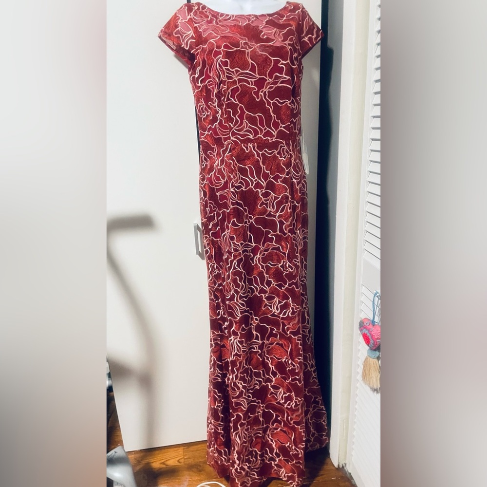 JS collection embroidered party dress short sleeve fully lined Christmas holiday